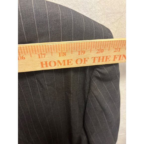 Mens Gray Pinstripe Suit Jacket Two-Button Classic Fit Formal Wear - Picture 9 of 15